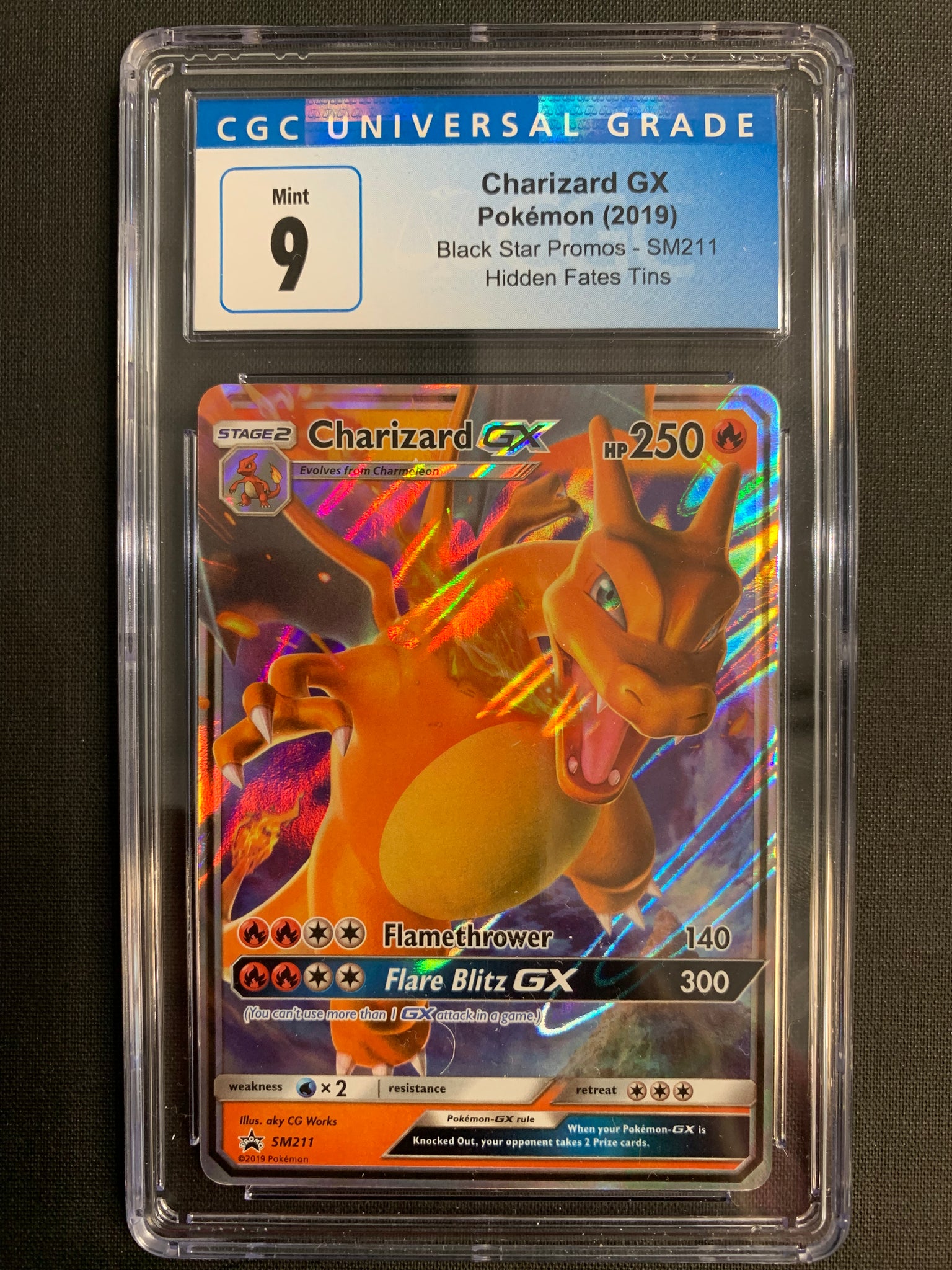 2019 POKEMON HIDDEN FATES BLACK STAR PROMO - CHARIZARD GX SM211 - GRADED CGC 9 MINT