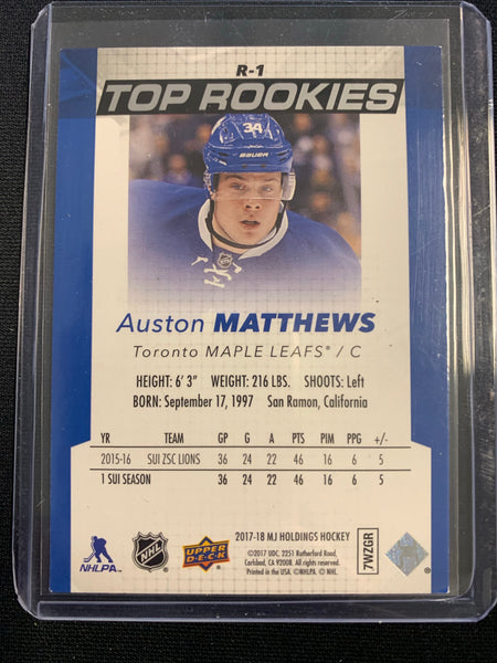 2017-18 UPPER DECK MJ HOLDINGS HOCKEY #R-1 TORONTO MAPLE LEAFS - AUSTON MATTHEWS TOP ROOKIES CARD