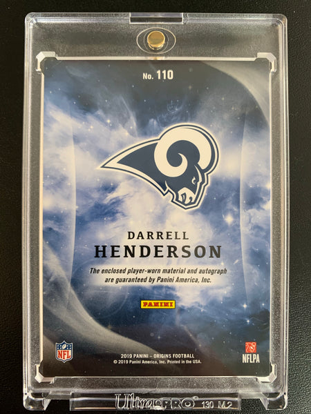 2019 PANINI ORIGINS NFL FOOTBALL #110 LOS ANGELES RAMS - DARRELL HENDERSON ROOKIE AUTO PATCH