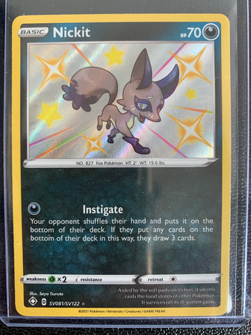 POKEMON SWSH SHINING FATES SHINY VAULT NICKIT SHINY HOLO RARE SV081/SV122