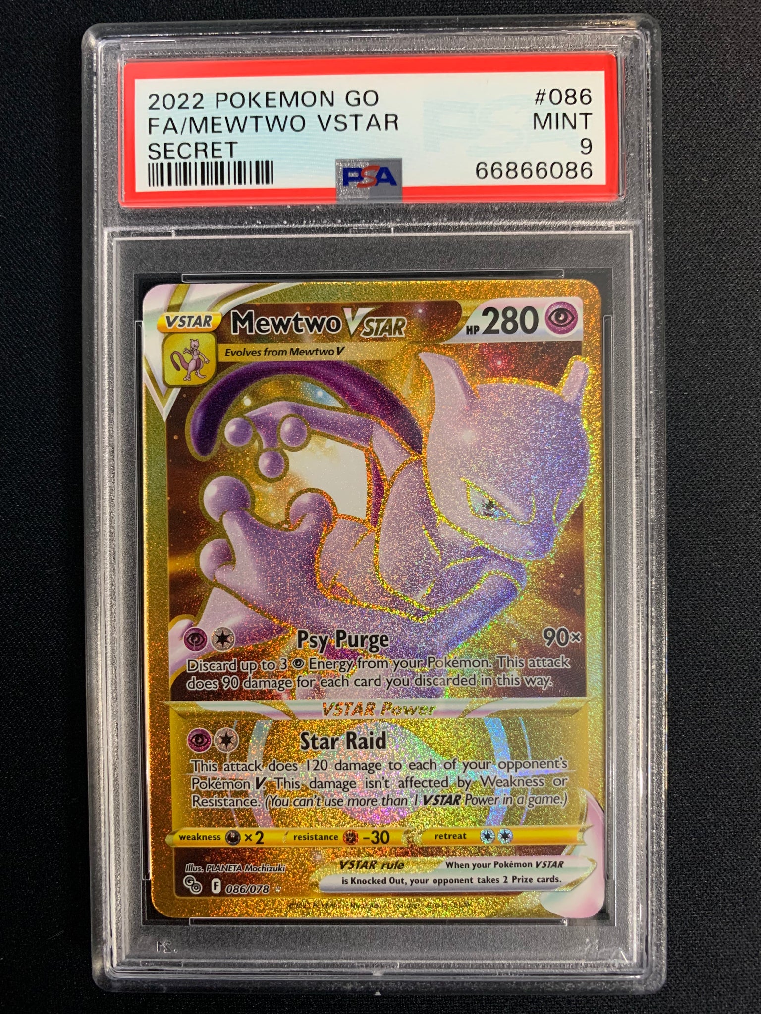 POKEMON GO MEWTWO VSTAR FULL ART GOLD SECRET RARE 086/078 GRADED PSA 9 Mint Sports Cards & Collectibles POKEMON GO MEWTWO VSTAR FULL ART GOLD SECRET RARE 086/078 GRADED PSA 9 Mint Sports Cards & Collectibles