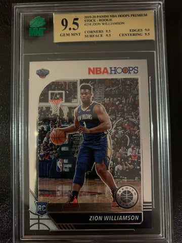 2019-2020 PANINI NBA HOOPS PREMIUM STOCK #258 NEW ORLEANS PELICANS - ZION WILLIAMSON ROOKIE CARD GRADED MNT 9.5 GEM MINT