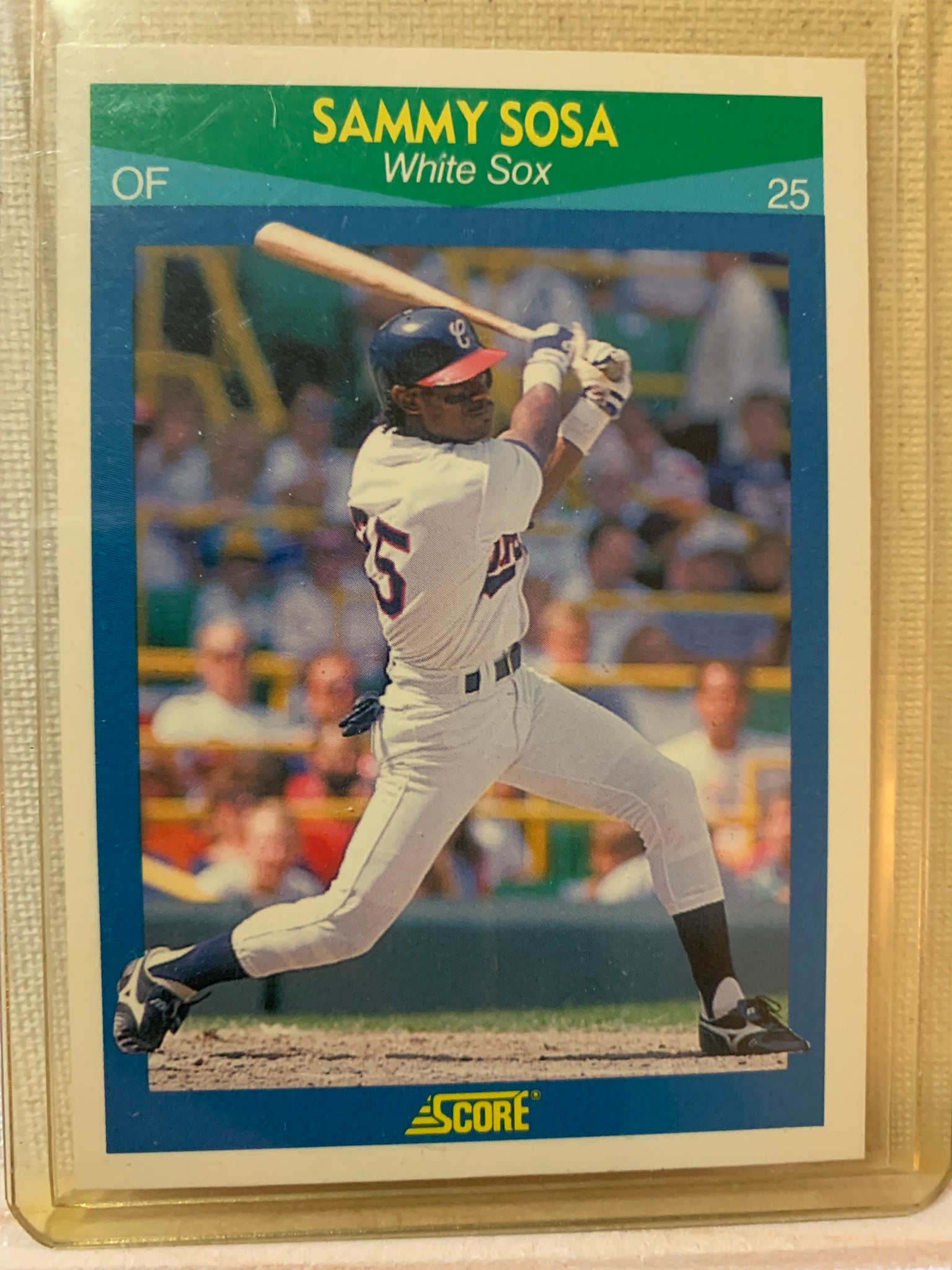 1990-91 SCORE RISING STAR BASEBALL #35 - SAMMY SOSA ROOKIE CARD RAW