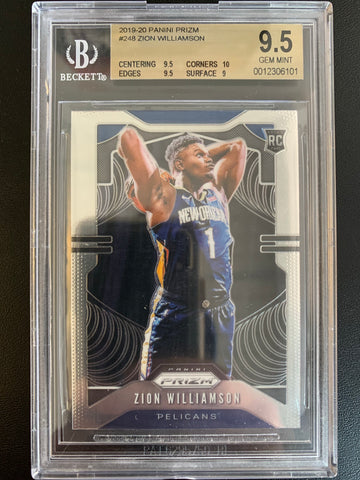 2019 PANINI PRIZM NBA BASKETBALL #248 NEW ORLEANS PELICANS - ZION WILLIAMSON PRIZM ROOKIE CARD GRADED BGS 9.5 GEM MINT