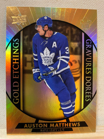 2020-21 TIM HORTONS HOCKEY #G-8 TORONTO MAPLE LEAFS - GOLD ETCHINGS AUSTON MATTHEWS CARD RAW