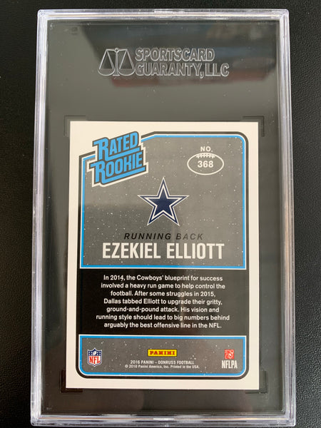 2016 PANINI DONRUSS FOOTBALL #368 DALLAS COWBOYS - EZEKIEL ELLIOTT RATED ROOKIE CARD GRADED SGC 9.0 MINT