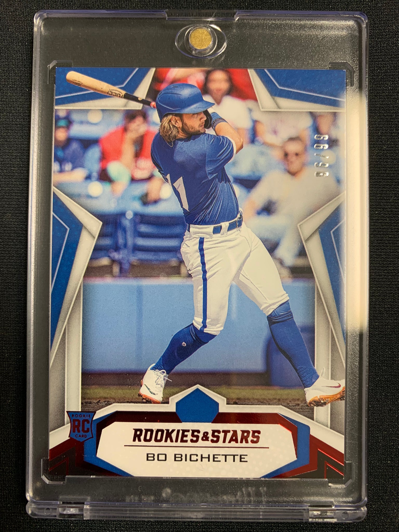 2020 PANINI CHRONICLES ROOKIES & STARS #3 TORONTO BLUE JAYS - BO BICHETTE RED PARALLEL ROOKIE CARD NUMBERED 96/99