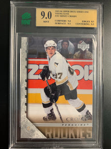 2005-06 UPPER DECK HOCKEY #201 PITTSBURGH PENGUINS - SIDNEY CROSBY YOUNG GUNS ROOKIE CARD GRADED MNT 9.0 MINT