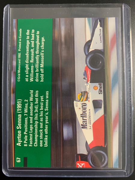 1992 GRID MOTORCARD RACING #67 - AYRTON SENNA - BRAZIL/MCLAREN