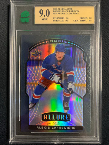 2020-21 UPPER DECK ALLURE HOCKEY #100 NEW YORK RANGERS - ALEXIS LAFRENIERE BLACK RAINBOW ROOKIE CARD GRADED MNT 9.0 MINT