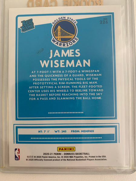 2020-2021 PANINI DONRUSS NBA BASKETBALL #226 GOLDEN STATE WARRIORS - JAMES WISEMAN DONRUSS RATED ROOKIE CARD