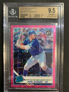2019 PANINI DONRUSS OPTIC BASEBALL #82 NEW YORK METS - PETE ALONSO PINK VELOCITY RATED ROOKIE NUMBERED 166/199 GRADED BGS 9.5 GEM MINT