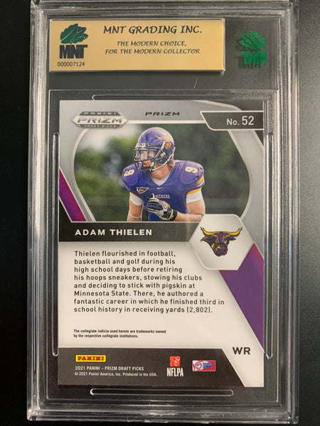 2021 PANINI PRIZM DRAFT PICKS FOOTBALL #52 MINNESOTA VIKINGS - ADAM THIELEN SILVER PRIZM PARALLEL GRADED MNT 9.5 GEM MINT