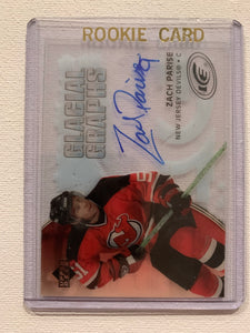 2005-06 UPPER DECK ICE HOCKEY #GG-ZP NEW JERSEY DEVILS - ZACH PARISE GLACIAL GRAPHS AUTO CARD RAW