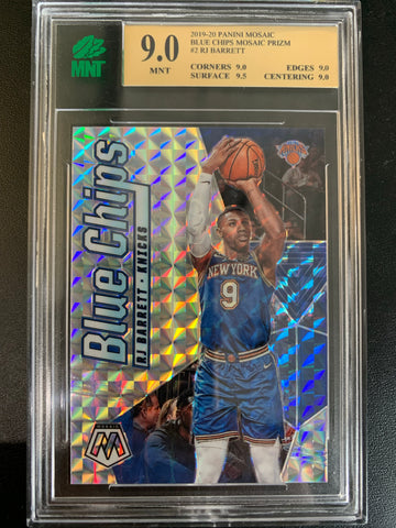 2019-20 PANINI MOSAIC NBA BASKETBALL #2 NEW YORK KNICKS - RJ BARRETT BLUE CHIPS MOSAIC PRIZM GRADED MNT 9.0 MINT