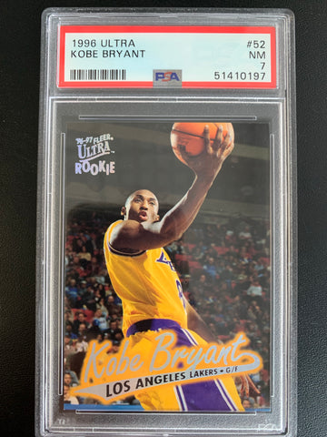 1996 FLEER ULTRA BASKETBALL #52 - KOBE BRYANT ROOKIE CARD GRADED PSA 7 NM