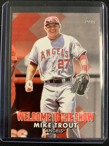 2022 TOPPS SERIES 1 BASEBALL #WTTS-2 LOS ANGELES ANGELS - MIKE TROUT WELCOME TO THE SHOW INSERT CARD