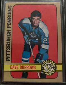 1972-73 O-PEE-CHEE HOCKEY #133 PITTSBURGH PENGUINS - DAVE BURROWS ROOKIE CARD RAW
