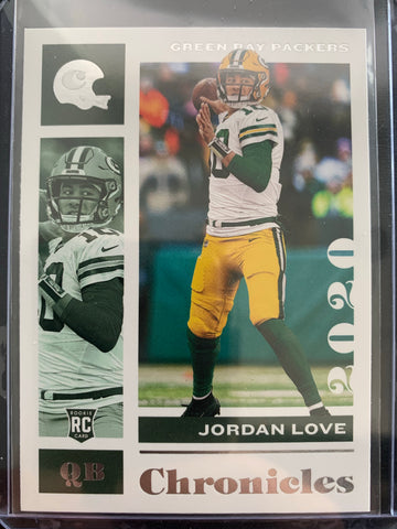 2020 PANINI CHRONICLES FOOTBALL #38 GREEN BAY PACKERS - JORDAN LOVE ROOKIE CARD