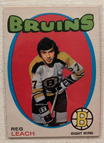 1971-72 O-PEE-CHEE HOCKEY #175 BOSTON BRUINS - REG LEACH ROOKIE CARD RAW