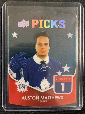 2021-22 UPPER DECK SERIES 1 HOCKEY #CP-11 TORONTO MAPLE LEAFS - AUSTON MATTHEWS CLEAR PICKS SSP
