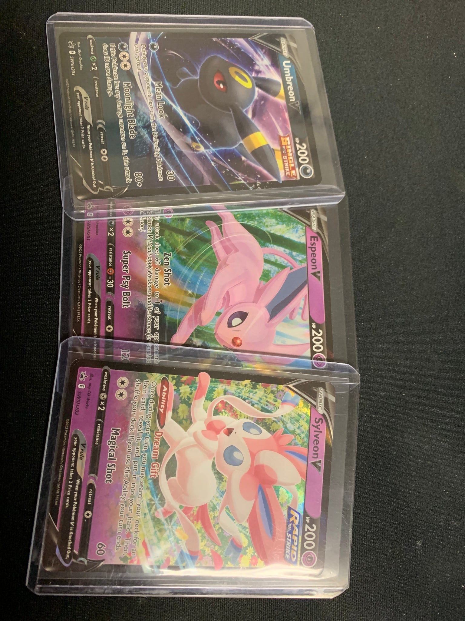 2022 POKEMON V HEROES BLACK STAR PROMO SET OF 3 - UMBREON V , ESPEON V , SYLVEON V
