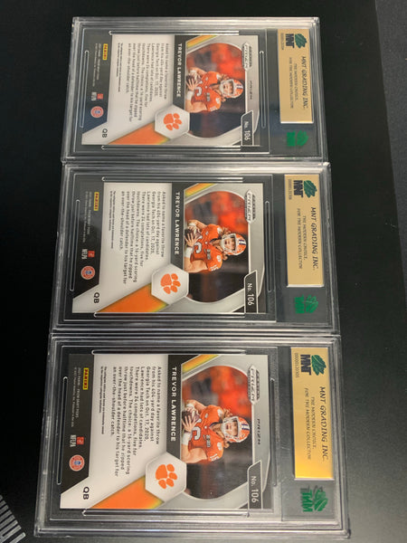 2021 PRIZM DRAFT PICKS FOOTBALL GRADED LOT - TREVOR LAWRENCE GRADED ROOKIE CARD COLLECTION (3)
