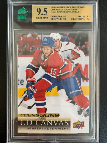 2018-19 UPPER DECK HOCKEY #C223 MONTREAL CANADIENS - JESPERI KOTKANIEMI CANVAS YOUNG GUNS ROOKIE CARD GRADED MNT 9.5 GEM MINT