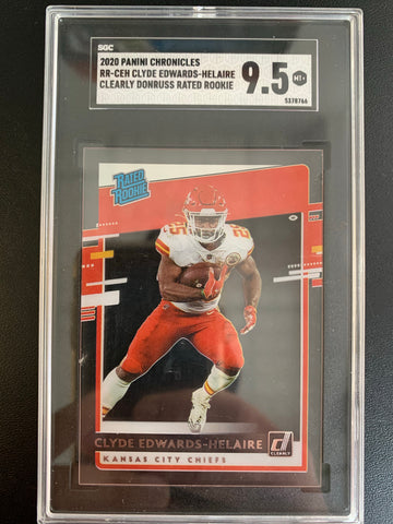 2020 PANINI CHRONICLES FOOTBALL #RR-CEH KANSAS CITY CHIEFS - CLYDE EDWARDS-HELAIRE CLEARLY DONRUSS RATED ROOKIE CARD GRADED SGC 9.5
