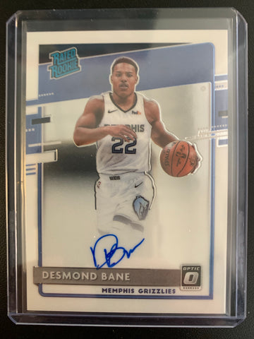 2020-2021 PANINI DONRUSS OPTIC NBA BASKETBALL #180 MEMPHIS GRIZZLIES - DESMOND BANE OPTIC AUTOGRAPHED RATED ROOKIE CARD