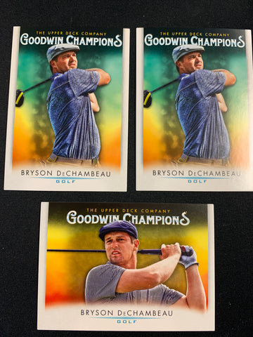 2021 UPPER DECK GOODWIN CHAMPIONS - BRYSON DECHAMBEAU 3 CARD LOT