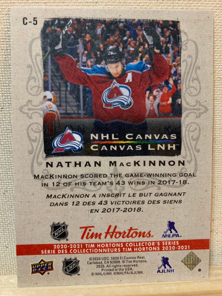 2020-21 TIM HORTONS HOCKEY #C-5 COLORADO AVALANCHE - NHL CANVAS NATHAN MACKINNON CARD RAW