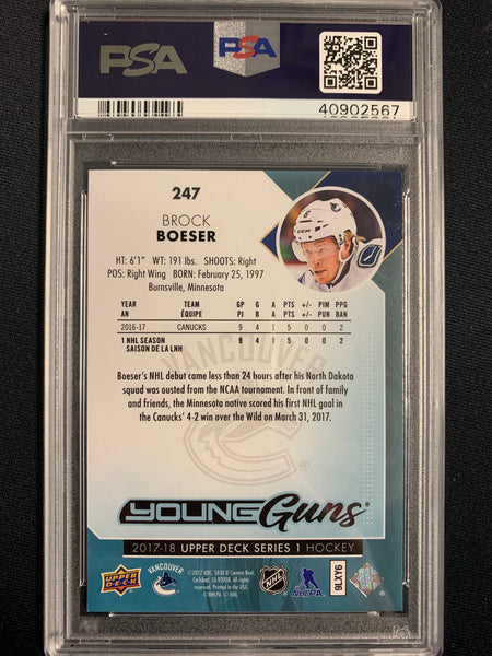 2017-18 UPPER DECK HOCKEY #247 VANCOUVER CANUCKS - BROCK BOESER  ROOKIE CARD GRADED PSA 10 GEM MINT