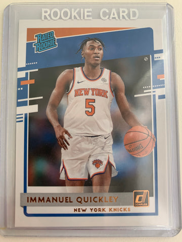 2020-2021 PANINI DONRUSS NBA BASKETBALL #213 NEW YORK KNICKS - IMMANUEL QUICKLEY DONRUSS RATED ROOKIE CARD