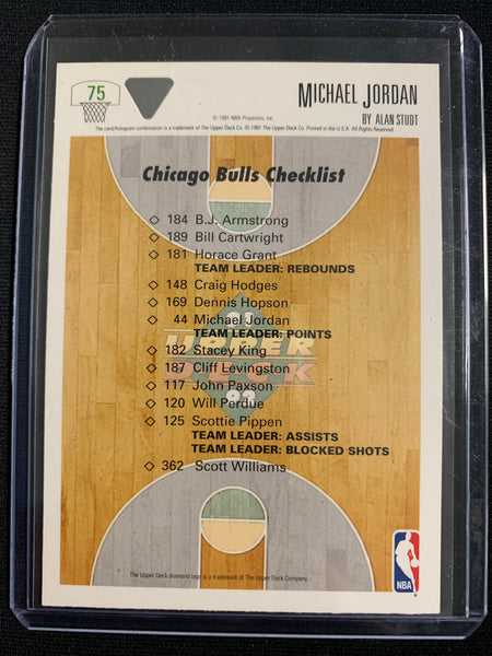 1991-92 UPPER DECK BASKETBALL #75 - MICHAEL JORDAN  - CHICAGO BULLS TEAM CHECKLIST
