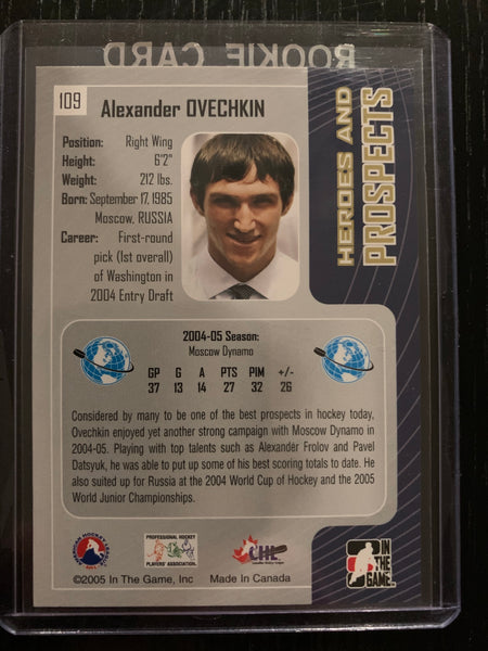 2004-05 IN THE GAME HEROES AND PROSPECTS #109 WASHINGTON CAPITALS - ALEXANDER OVECHKIN CARD RAW