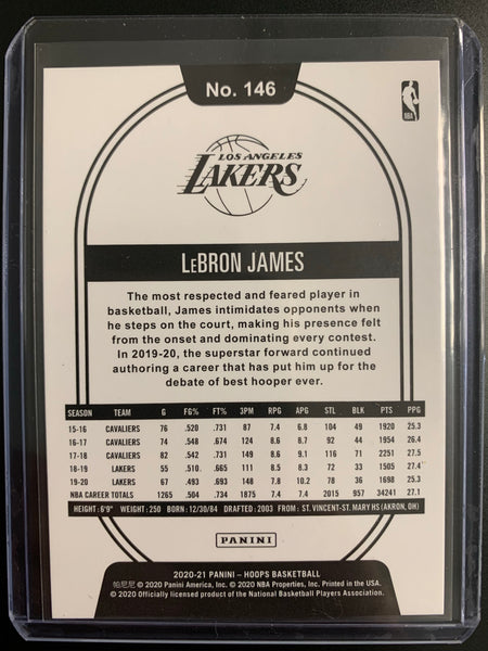 2020-2021 PANINI HOOPS NBA BASKETBALL #146 LOS ANGELES LAKERS - LEBRON JAMES ARTIST PROOF FOIL NUMBERED 05/25