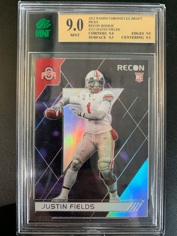 2021 PANINI CHRONICLES DRAFT PICKS FOOTBALL #133 CHICAGO BEARS - JUSTIN FIELDS RECON ROOKIE CARD GRADED MNT 9.0 MINT