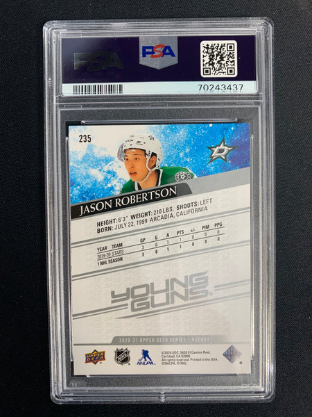 2020 UPPER DECK SERIES 1 HOCKEY #235 - DALLAS STARS - JASON ROBERTSON YOUNG GUNS ROOKIE GRADED PSA 10 GEM MINT