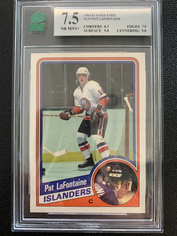 1984-85 O-PEE-CHEE HOCKEY #129 NEW YORK ISLANDERS - PAT LAFONTAINE ROOKIE CARD GRADED MNT 7.5 NR MNT+