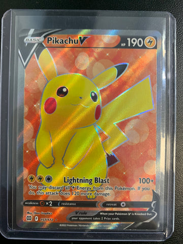 POKEMON SW & SH BRILLIANT STARS PIKACHU V FULL ART ULTRA RARE - 157/172 - PACK FRESH CONDITION
