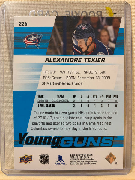 2019-20 UPPER DECK HOCKEY #225 COLUMBUS BLUE JACKETS - ALEXANDRE TEXIER YOUNG GUNS ROOKIE CARD RAW