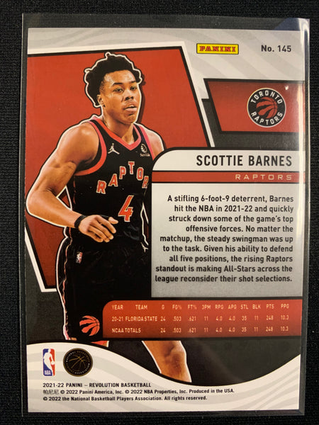 2021-2022 PANINI REVOLUTION BASKETBALL #145 TORONTO RAPTORS - SCOTTIE BARNES REVOLTION ROOKIE CARD