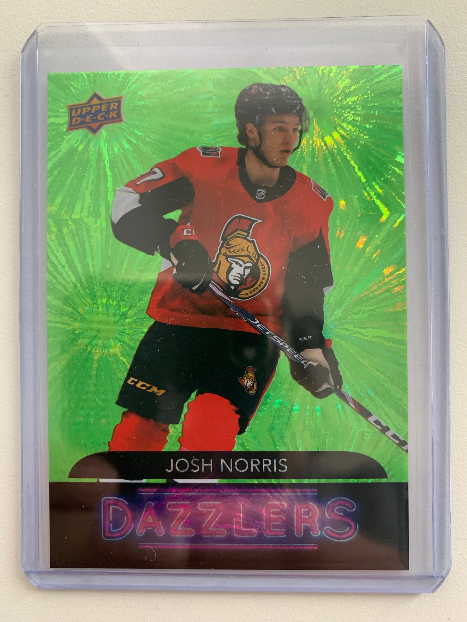 2020-21 UPPER DECK HOCKEY #DV-83 OTTAWA SENATORS - JOSH NORRIS GREEN DAZLLERS CARD