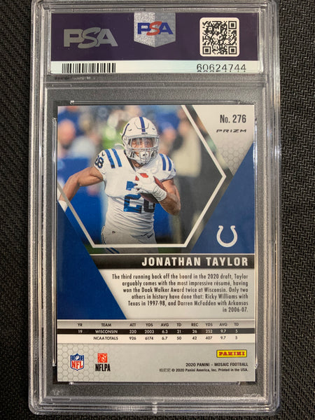 2020 PANINI MOSAIC FOOTBALL #276 INDIANAPOLIS COLTS - JONATHAN TAYLOR PINK CAMO PARALLEL ROOKIE GRADED PSA 10 GEM MINT