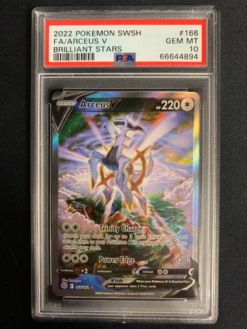 2022 POKEMON SW & SH BRILLIANT STARS ARCEUS V FULL ART 166/172 GRADED PSA 10 GEM MINT