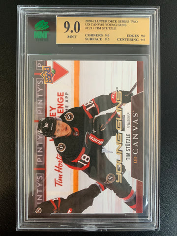 2020-21 UPPER DECK HOCKEY #C211 OTTAWA SENATORS - TIM STUTZLE YOUNG GUNS CANVAS ROOKIE GRADED MNT 9.0 MINT