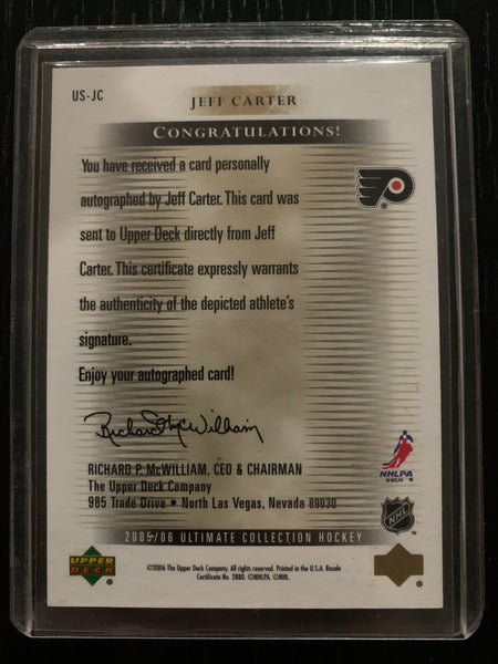 2005-06 ULTIMATE COLLECTION HOCKEY #US-JC PHILADELPHIA FLYERS - JEFF CARTER ULTIMATE SIGNATURES AUTO CARD RAW