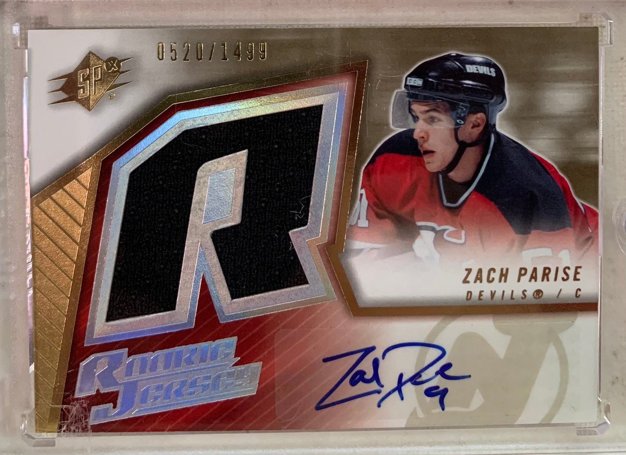 2005-06 SPX HOCKEY #163 NEW JERSEY DEVILS - ZACH PARISE SPX AUTOGRAPHED JERSEY ROOKIE CARD RAW