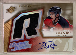 2005-06 SPX HOCKEY #163 NEW JERSEY DEVILS - ZACH PARISE SPX AUTOGRAPHED JERSEY ROOKIE CARD RAW